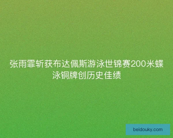 张雨霏斩获布达佩斯游泳世锦赛200米蝶泳铜牌创历史佳绩