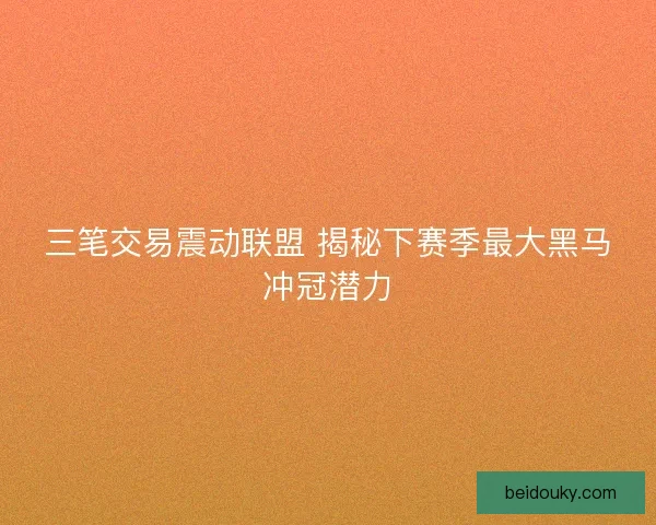 三笔交易震动联盟 揭秘下赛季最大黑马冲冠潜力