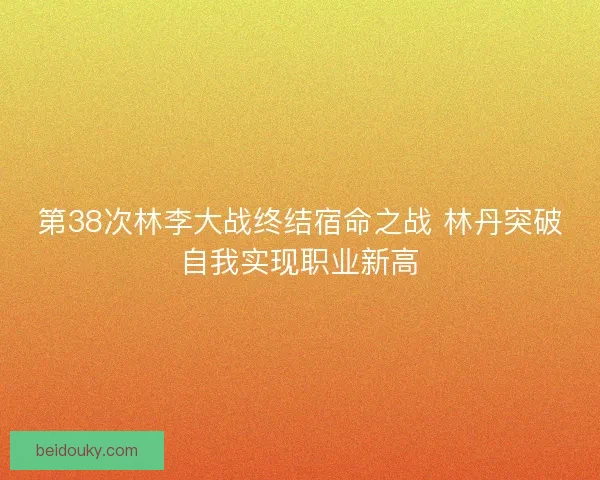 第38次林李大战终结宿命之战 林丹突破自我实现职业新高