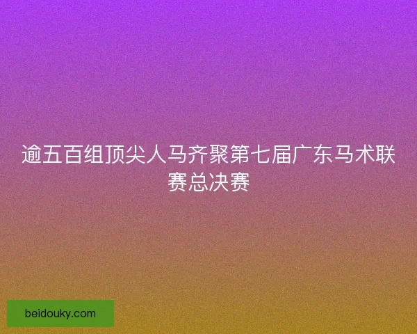 逾五百组顶尖人马齐聚第七届广东马术联赛总决赛