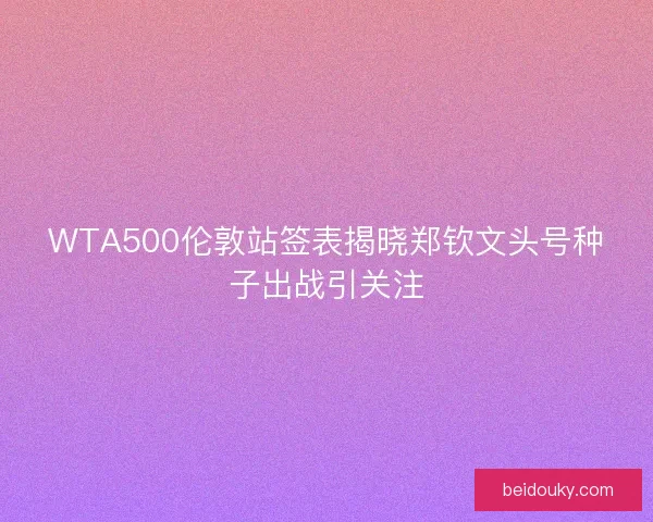 WTA500伦敦站签表揭晓郑钦文头号种子出战引关注